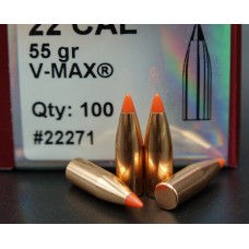 Hornady V-Max Bullets 22 Caliber (224 Diameter) 55 Grain Flat Base, 100 шт