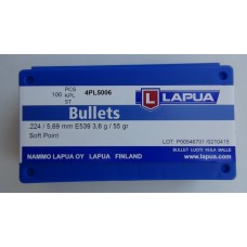 Lapua Scenar Bullets 22 Caliber (224 Diameter, 5.69mm) 55 Grain Soft Point Box of 100