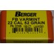 Berger Varmint Bullets 22 Caliber (224 Diameter) 52 Grain Hollow Point Flat Base Box of 100